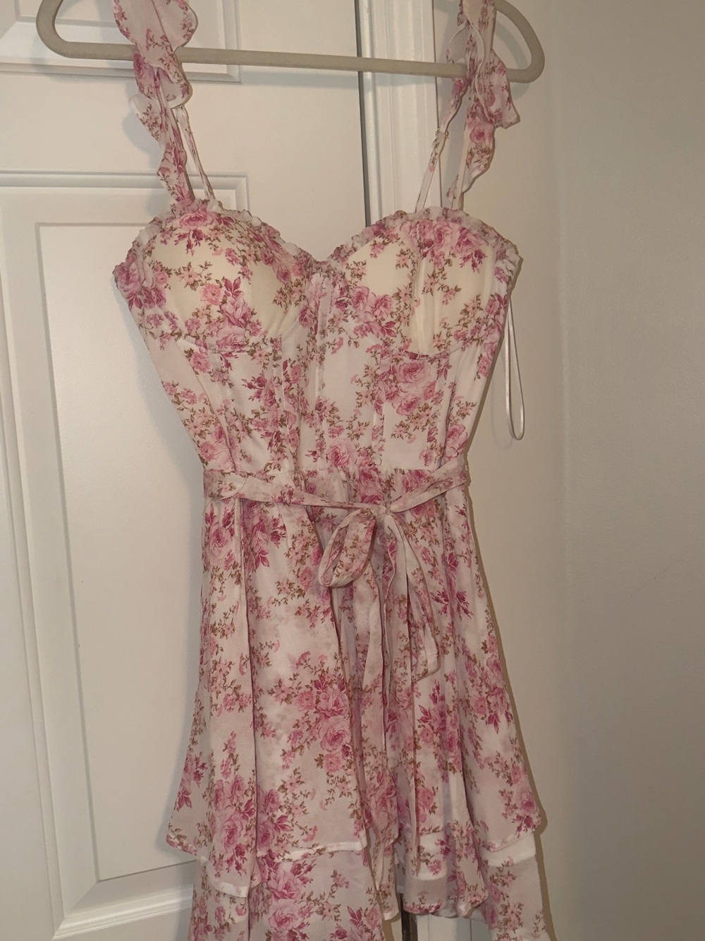 Altar'd State Pink Floral Ruffled Mini Dress - Picture 2 of 4